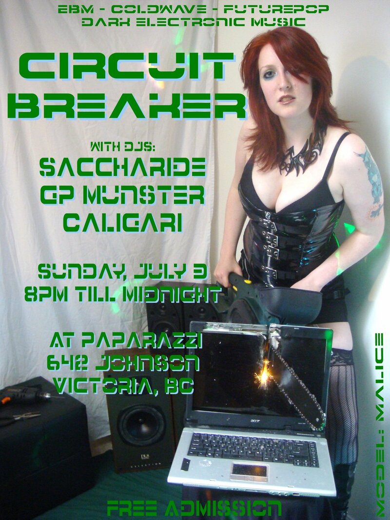 Circuit Breaker - EBM night: Dj Caligari, Saccharide, Gp. Munster @ Paparazzi Nightclub Jul 3 2011 - May 25th @ Paparazzi Nightclub