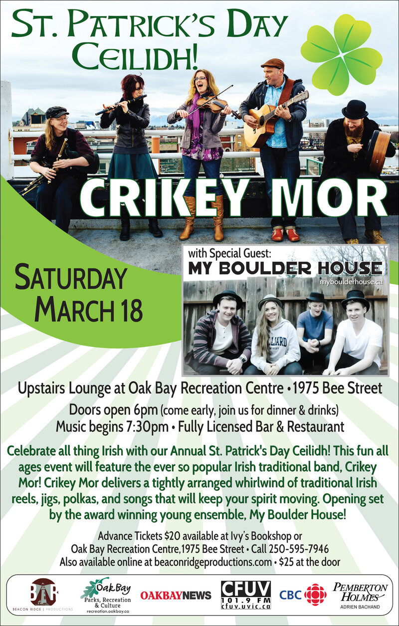 St. Patrick's Day Ceilidh!: Crikeymor, My Boulder House @ Sports View Lounge Mar 18 2017 - Jun 4th @ Sports View Lounge