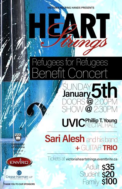 Heart Strings: Refugees for Refugees Benefit Concert: Sari Alesh and Band, Guitar Trio @ Phillip T. Young Recital Hall (Uvic) - Jan 05, 2020