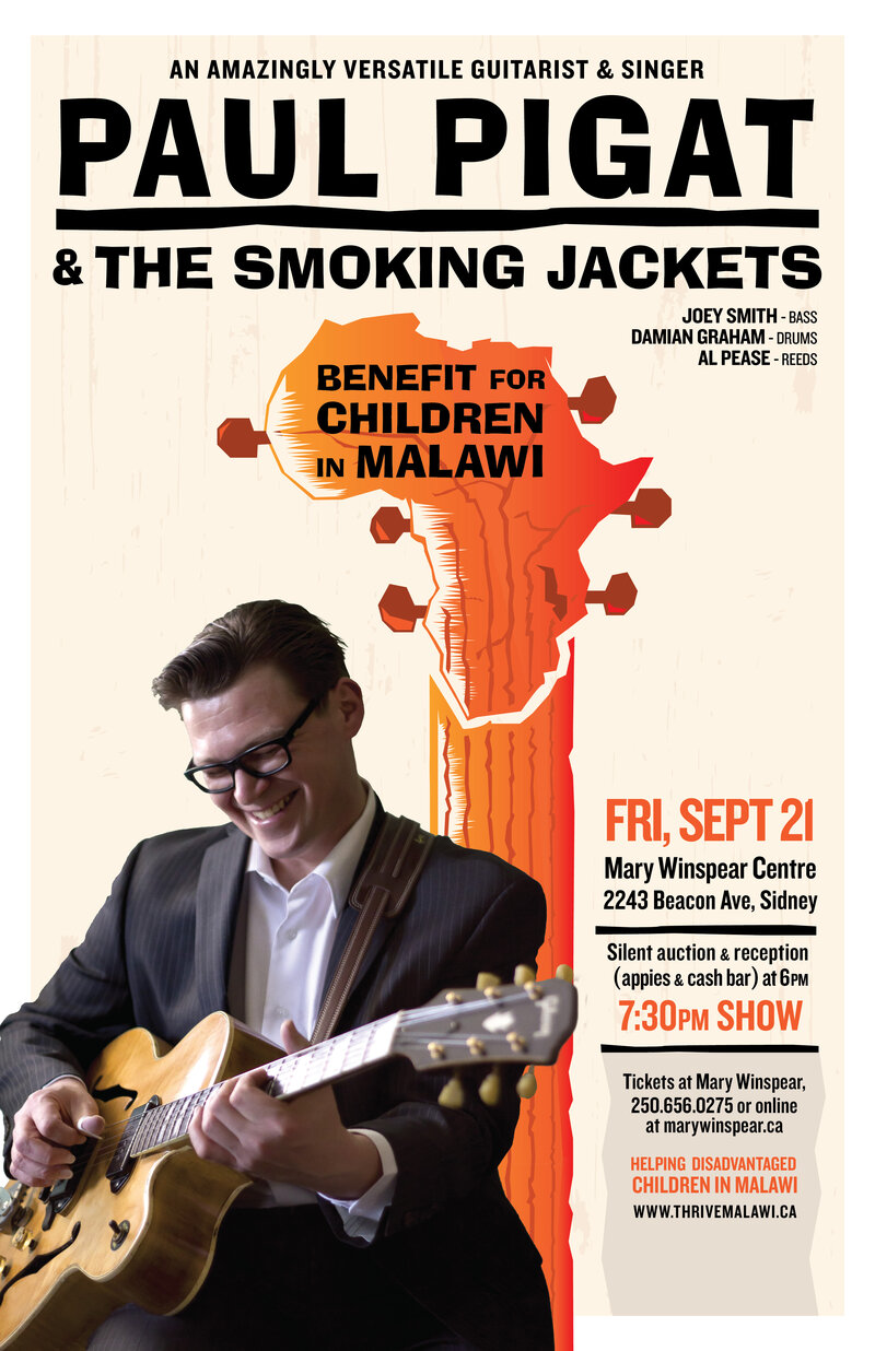 Paul Pigat & the Smoking Jackets - A Malawi Benefit: Paul Pigat (virtuoso guitarist and singer), Damian Graham (drums), Joey Smith (bass), Al Pease (reeds) @ Mary Winspear Centre - Sep 21, 2018