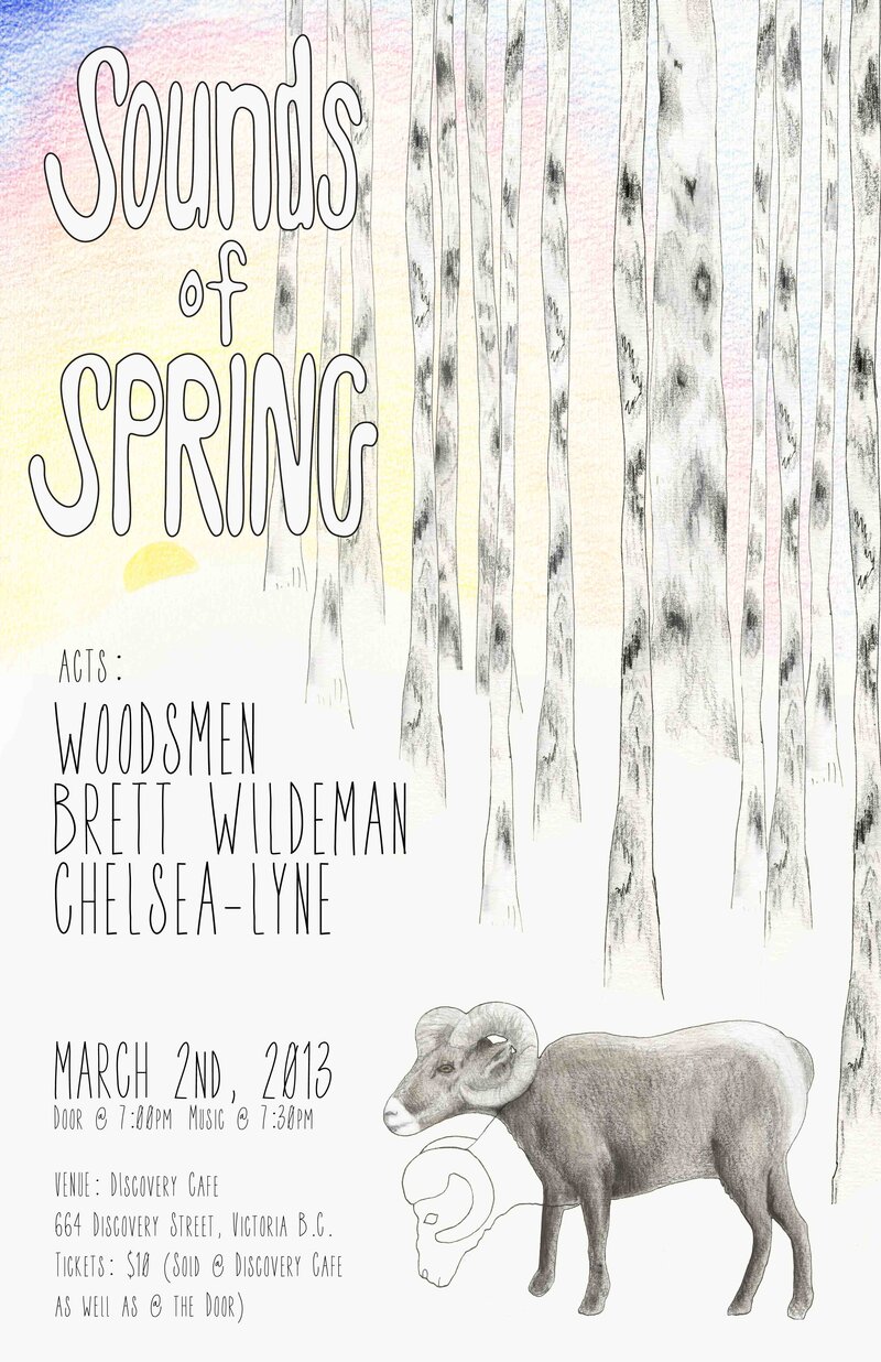 Sounds of Spring: Woodsmen, Brett Wildeman, Chelsea-Lyne @ Discovery Coffee & Lounge - Mar 02, 2013