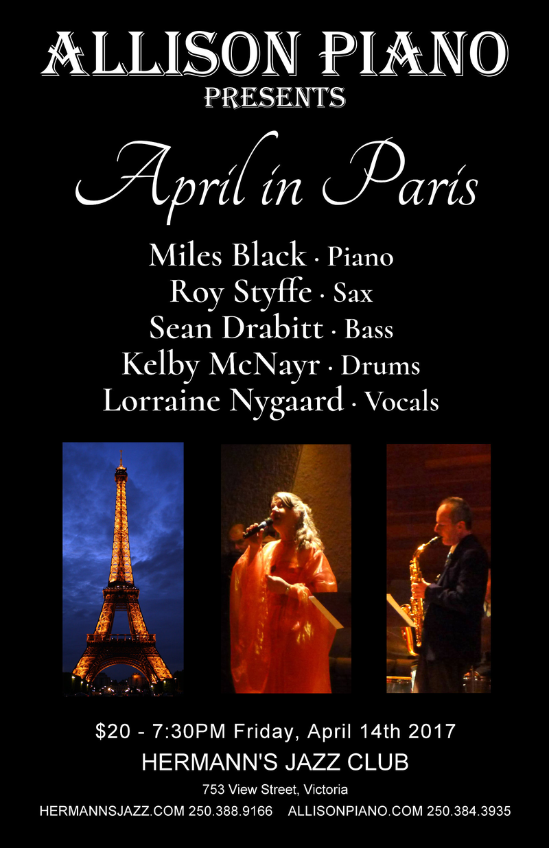 April In Paris: Lorraine Nygaard @ Hermann's Jazz Club Apr 14 2017 - May 8th @ Hermann's Jazz Club