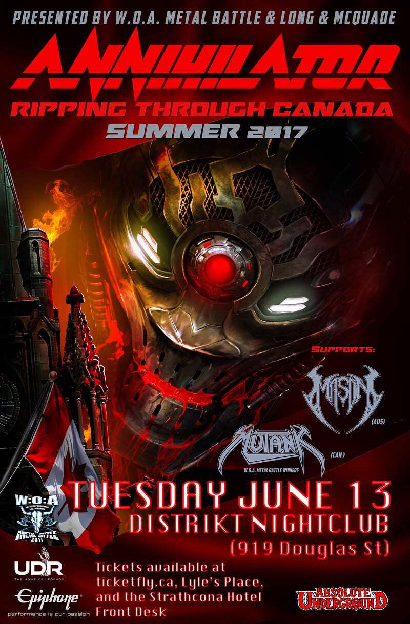 Annihilator, Mutank , Mason @ Distrikt Jun 13 2017 - May 6th @ Distrikt