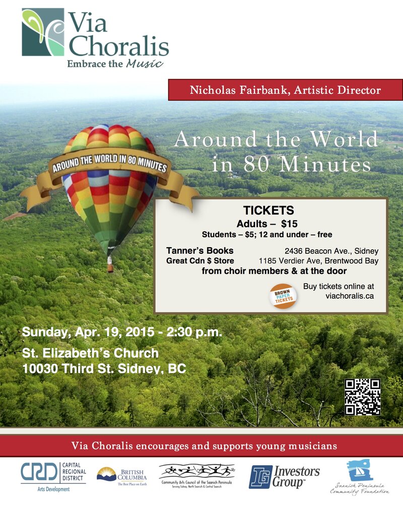Around the World in 80 Minutes: Via Choralis Chamber Choir @ St. Elizabeth&rsquo;s Church Apr 19 2015 - May 6th @ St. Elizabeth&rsquo;s Church
