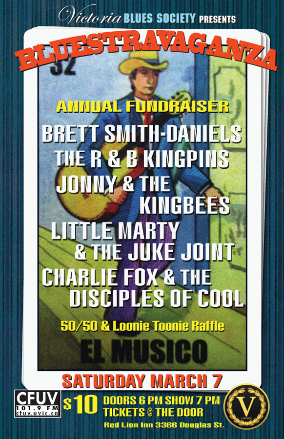 Bluestravaganza: Brett Smith-Daniels, The R&B Kingpins, Johnny and The Kingbees, Little Marty and The Juke Joint, Charlie Fox & The Disciples of Cool @ V-lounge Mar 7 2020 - May 6th @ V-lounge