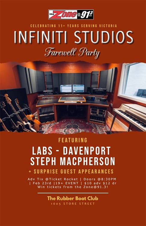 Infiniti Studios Farwell: Labs, Davenport, Steph Macpherson @ The Rubber Boot Club Feb 23 2019 - May 6th @ The Rubber Boot Club