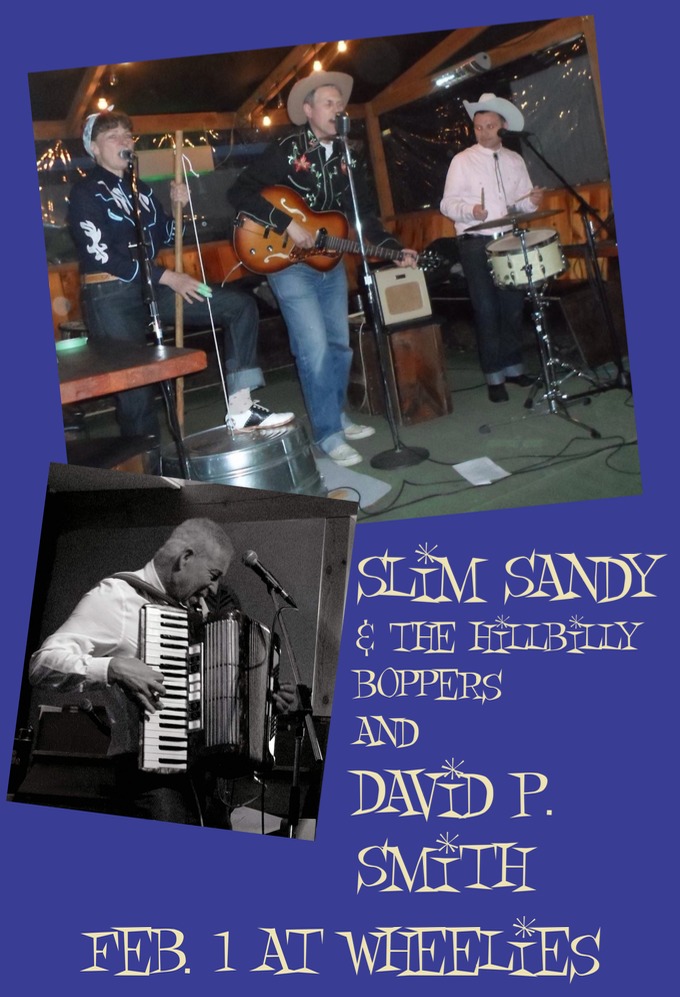 Slim Sandy and the Hillbilly Boppers, David P. Smith @ Wheelies Motorcyles Feb 1 2019 - May 5th @ Wheelies Motorcyles