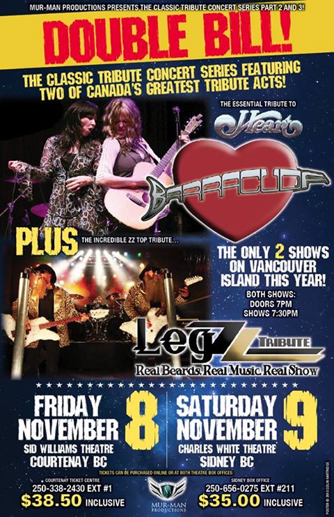 LegZZ - Tribute To ZZ Top, BarraCuda @ Mary Winspear Centre Nov 8 2013 - May 16th @ Mary Winspear Centre