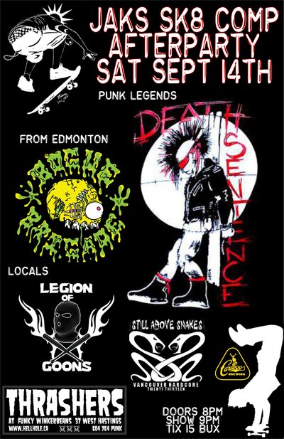 JAKS SK8 COMP AFTER PARTY~~: Death Sentence, Bogue Brigade, Legion of Goons, STILL ABOVE SNAKES @ Funky Winker Beans Sep 14 2013 - Apr 30th @ Funky Winker Beans