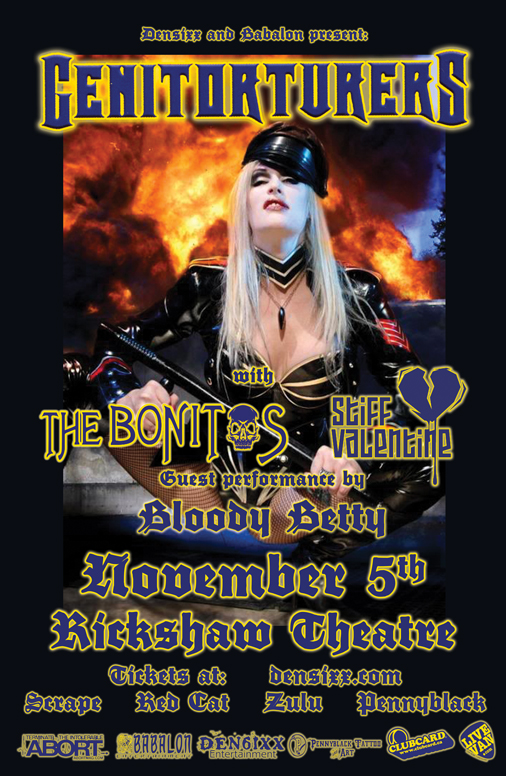 Genitorturers return to Vancouver!: Genitorturers, The Bonitos, Stiff Valentine, Bloody Betty @ Rickshaw Theatre Nov 5 2011 - May 6th @ Rickshaw Theatre