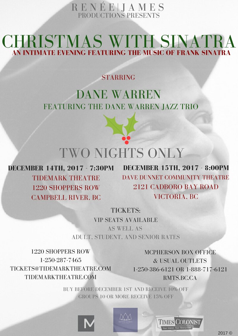 Christmas with Sinatra: Dane Warren @ Dave Dunnet Theatre  Dec 15 2017 - Jun 4th @ Dave Dunnet Theatre 