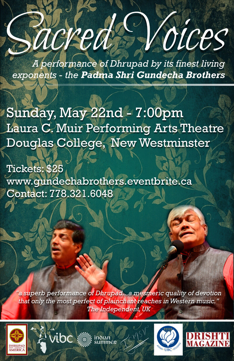 Sacred Voices: Ramakant Gundecha, Umakant Gundecha, Akhilesh Gundecha @ Laura C. Muir Performing Arts Theatre - May 22, 2016