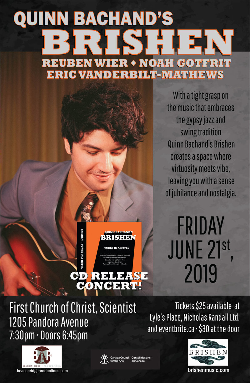 CD Release Show: Quinn Bachand's Brishen @ First Church of Christ, Scientist Jun 21 2019 - May 6th @ First Church of Christ, Scientist