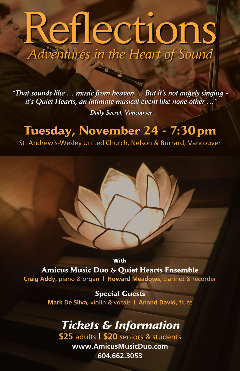 Reflections: Adventures in the Heart of Sound: Craig Addy, Howard Meadows, Mark De Silva, Anand David @ St. Andrew's-Wesley Church Nov 24 2015 - May 6th @ St. Andrew's-Wesley Church
