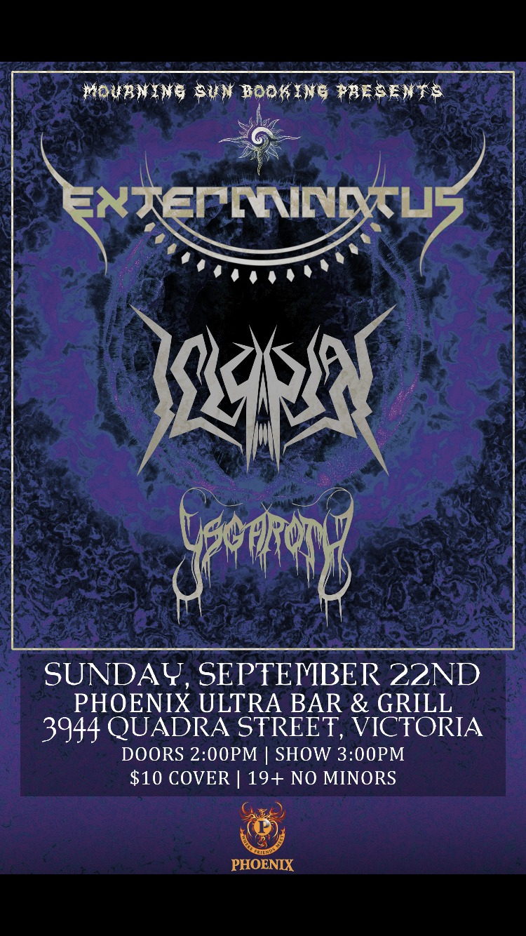 Mourning sun booking presents.....: Evilosity, Ysgaroth, Exterminatus @ The Phoenix Bar and Grill Sep 22 2019 - May 9th @ The Phoenix Bar and Grill