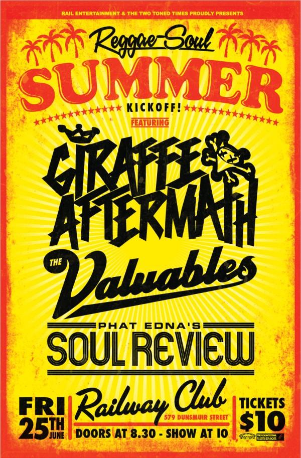 RAILWAY CLUB KICKOFF TO SUMMER PARTY!: Phat Edna's Soul Revue, Giraffe Aftermath, The Valuables @ Railway Club Jun 25 2010 - May 23rd @ Railway Club