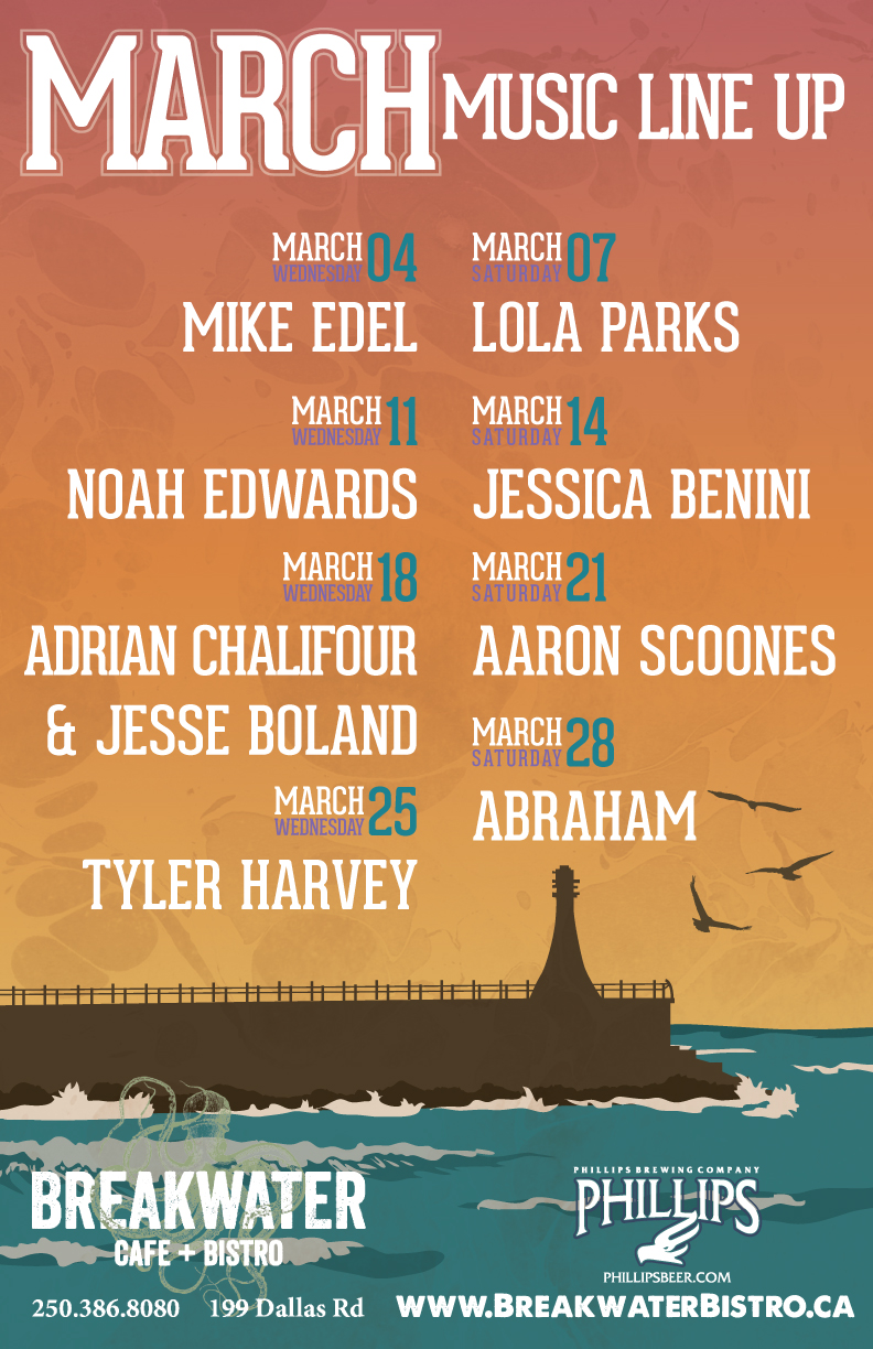 Noah Edwards @ Breakwater Cafe + Bistro Mar 11 2015 - May 6th @ Breakwater Cafe + Bistro