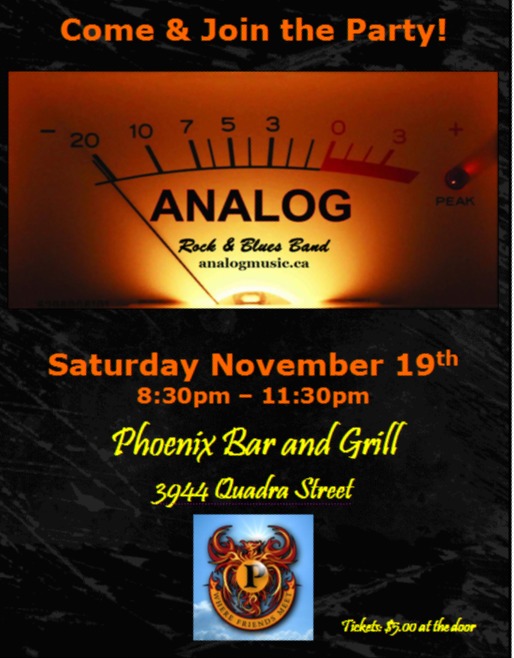 Analog @ The Phoenix Bar and Grill Nov 19 2016 - May 7th @ The Phoenix Bar and Grill