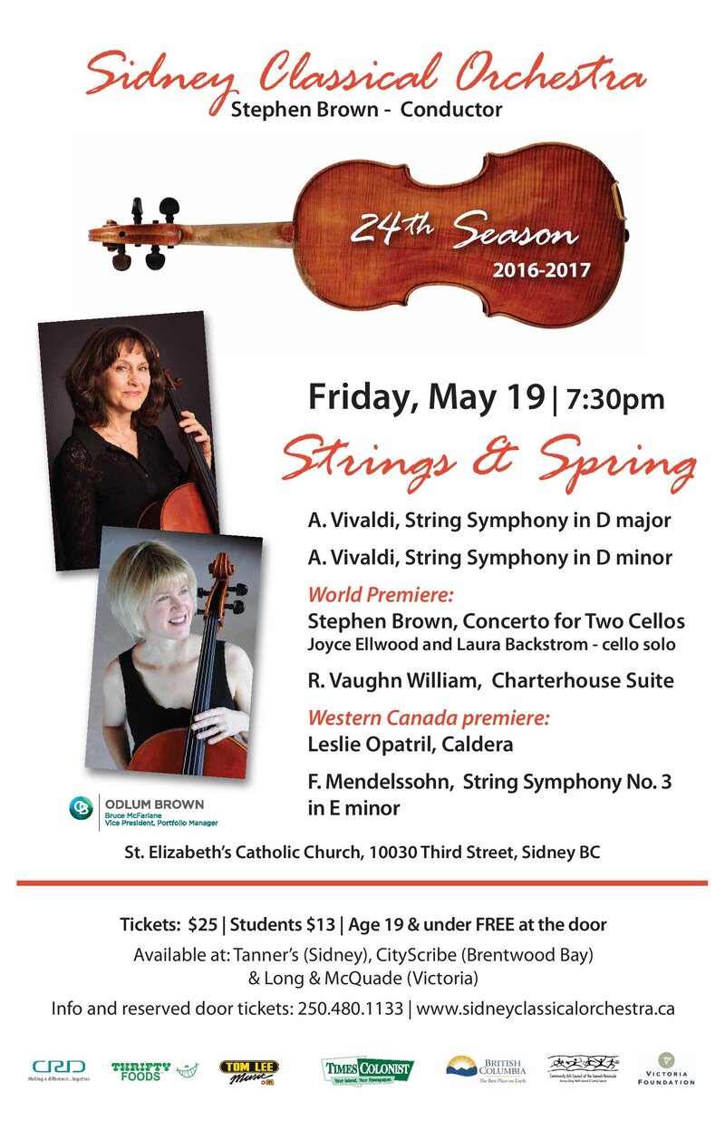 Sidney Clasdical Orchestrra - Strings & Spring: Stephen Brown, Laura Backstrom, Joyce Ellwood, Leslie Opatril @ Saint Elizabeth's Church - May 19, 2017