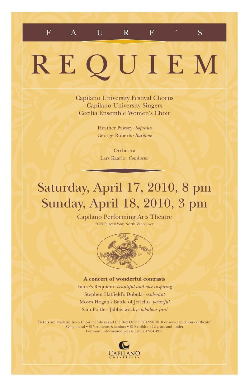 Capilano University Choirs @ BlueShore Financial Centre for the Performing Arts at Capilano U Apr 17 2010 - May 6th @ BlueShore Financial Centre for the Performing Arts at Capilano U