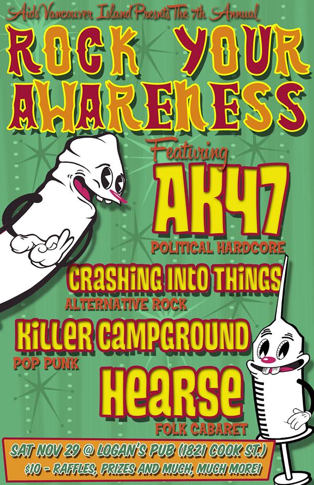 7th Annual Rock Your Awareness Fundraiser and Party: Hearse, Crashing Into Things, KILLER CAMPGROUND, Ak-47 @ Logan's Pub Nov 29 2014 - May 6th @ Logan's Pub