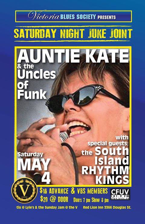 Saturday Night Juke Joint: Auntie Kate & the Uncles of Funk, The South Island Rhythm Kings @ V-lounge May 4 2019 - May 6th @ V-lounge