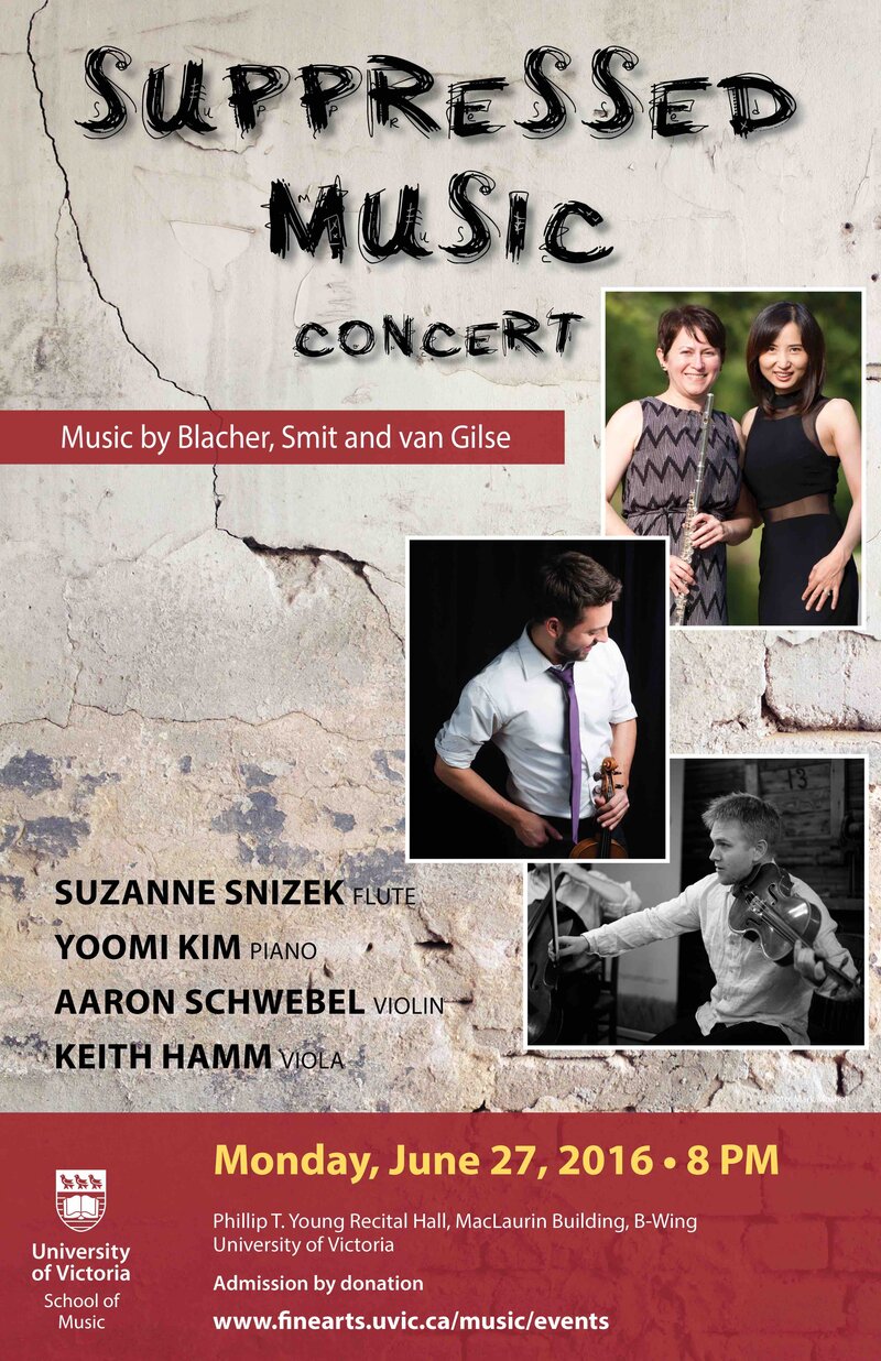 Suppressed Music Concert: Violinist Aaron Schwebel, Keith Hamm, Yoomi Kim, Suzanne Snizek @ Phillip T. Young Recital Hall (Uvic) - Jun 27, 2016