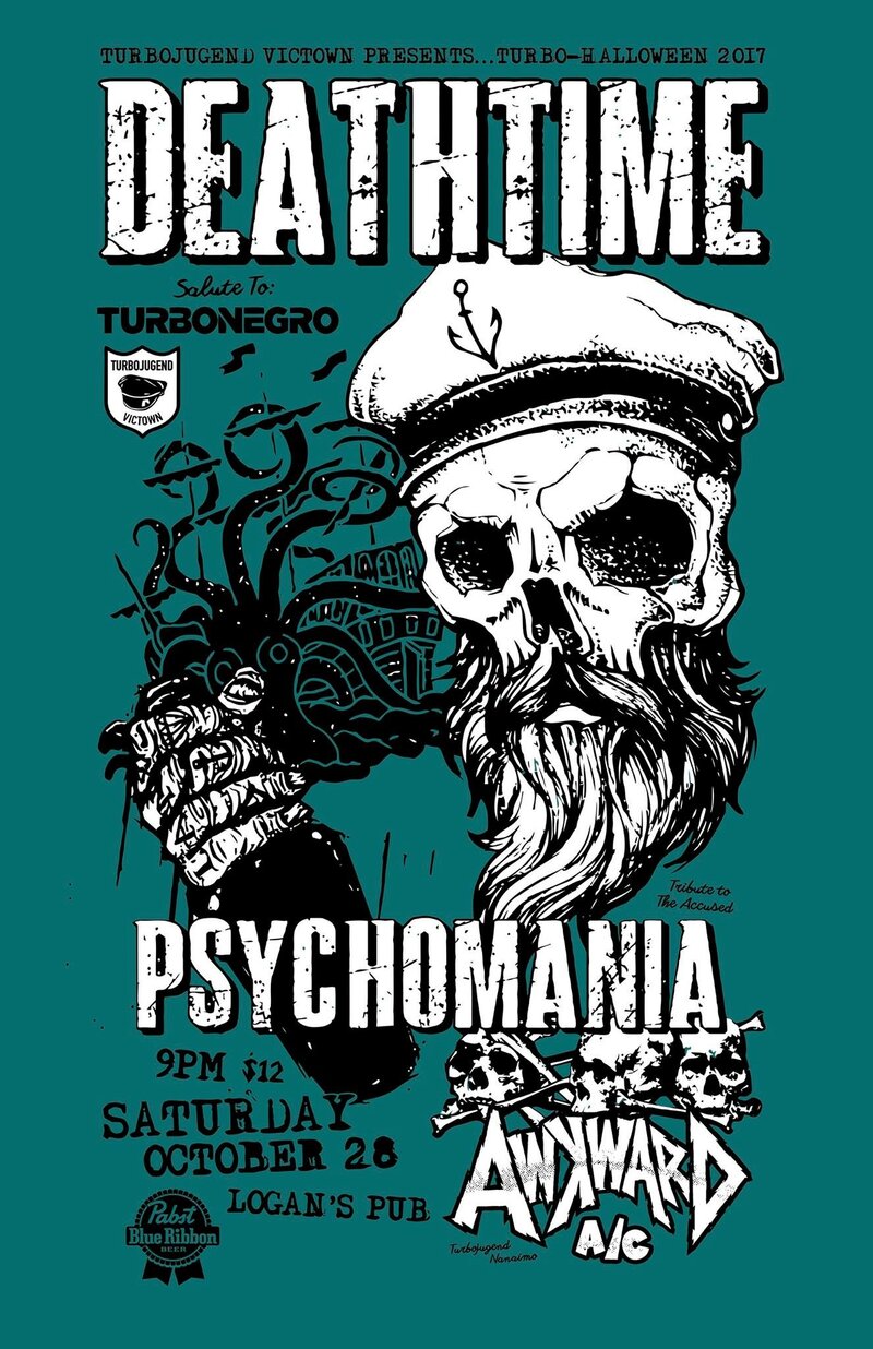 Deathtime: DEATHTIME , AWKWARD AC, Psychomania @ Logan's Pub Oct 28 2017 - May 9th @ Logan's Pub