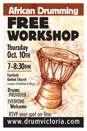 FREE Drumming Workshop! @ Fairfield United Church - Oct 10, 2013