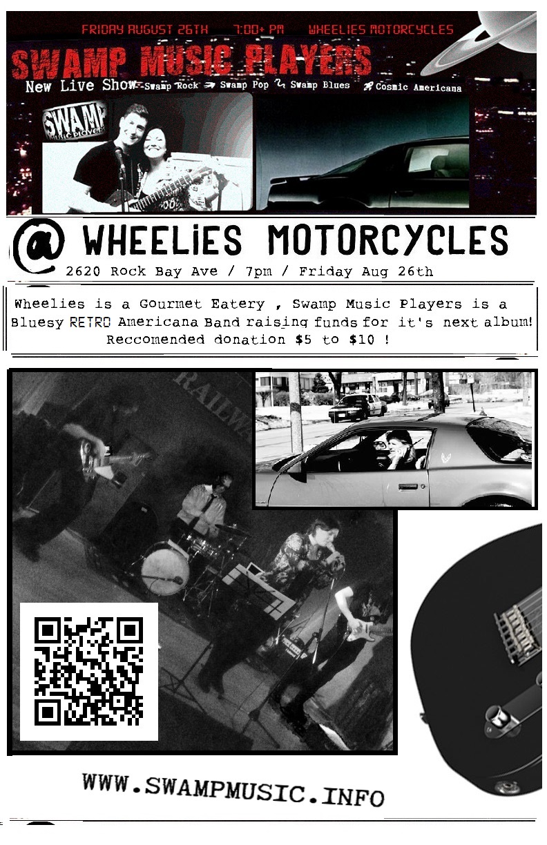 Swamp Music Players @ Wheelies Motorcyles Aug 26 2016 - May 6th @ Wheelies Motorcyles