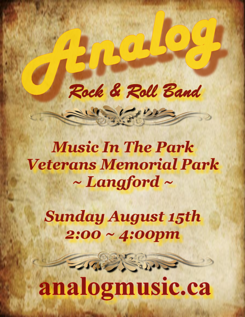 Music in the Park: Analog @ Veterans Memorial Park Aug 15 2021 - May 8th @ Veterans Memorial Park