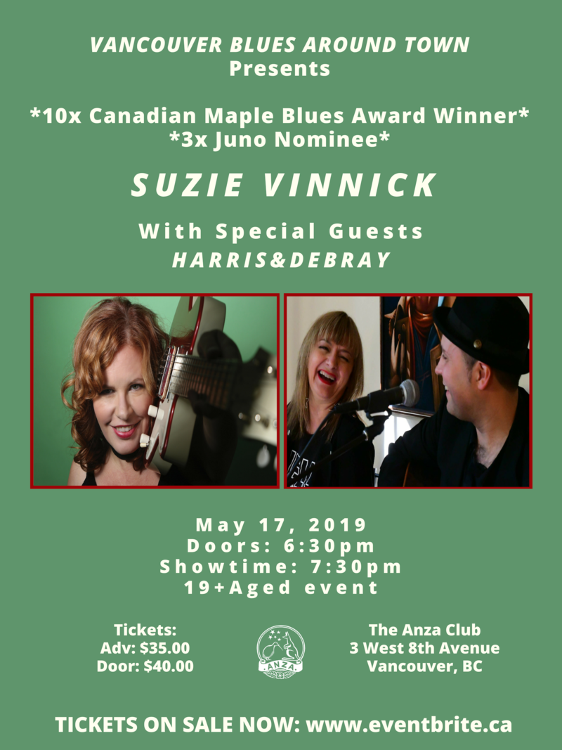Suzie Vinnick, Harris & DeBray @ The Anza Club May 17 2019 - May 13th @ The Anza Club