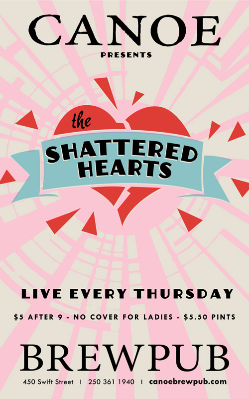 The Shattered Hearts- Live every Thursday: The Shattered Hearts @ Canoe Brewpub May 9 2013 - May 12th @ Canoe Brewpub
