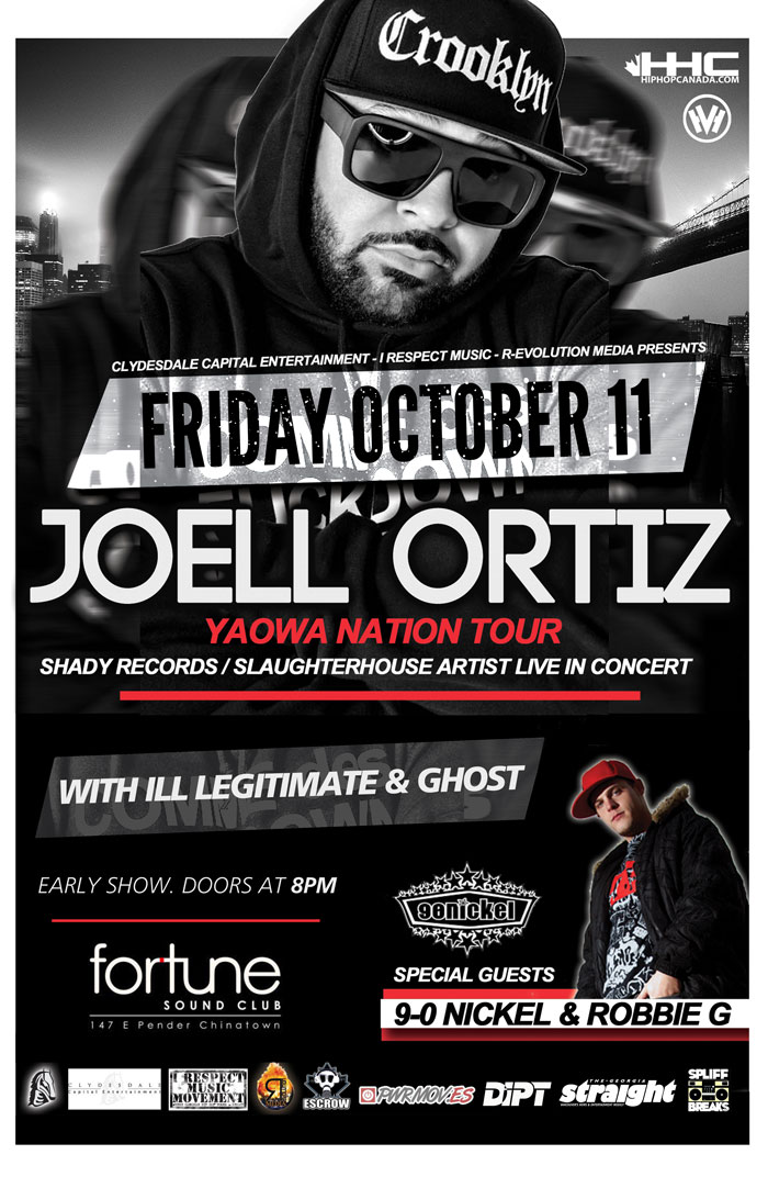 JOELL ORTIZ (Slaughterhouse) EARLY SHOW at FORTUNE SOUND: JOELL ORTIZ, ILL LEGITIMATE, Ghost, NICKEL, ROBBIE G @ Fortune Sound Club - Oct 12, 2013