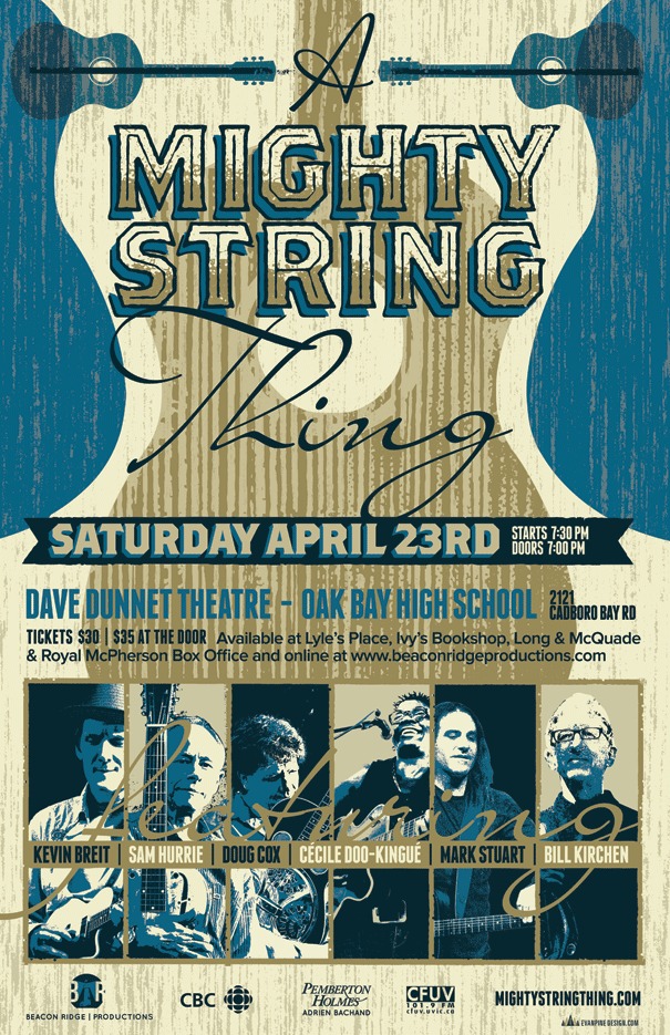 A Mighty String Thing: Doug Cox, Sam Hurrie, Bill Kirchen, Kevin Breit, Mark Stuart, Cecile Doo-Kingue @ Dave Dunnet Community Theatre @ Oak Bay High School - Apr 23, 2016
