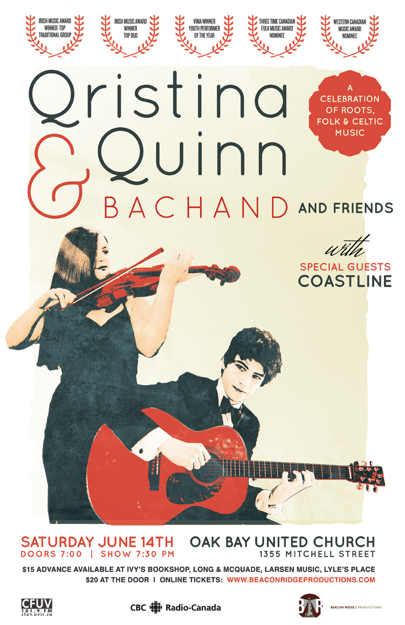 A celebration of Folk, Roots & Celtic music: Qristina & Quinn Bachand, Coastline @ Oak Bay United Church - Jun 14, 2014