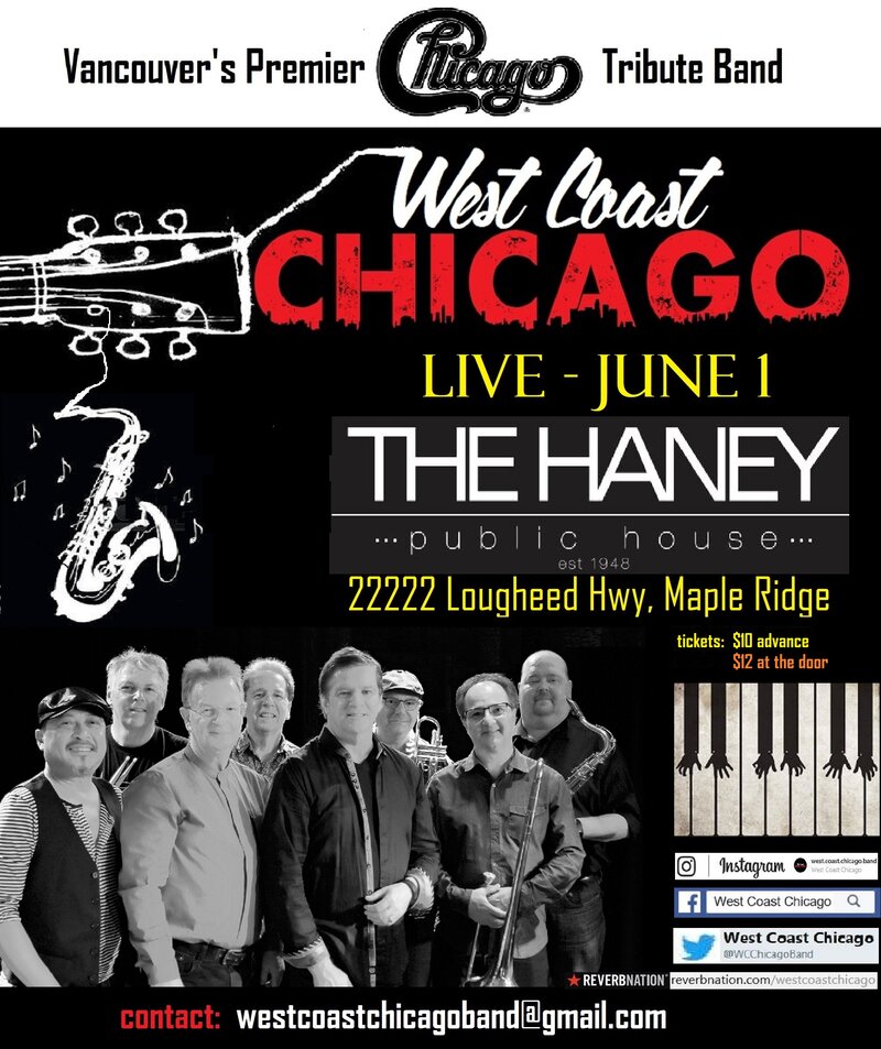Vancouver's Premier Chicago Tribute Band: West Coast Chicago @ Haney Public House - Jun 01, 2018