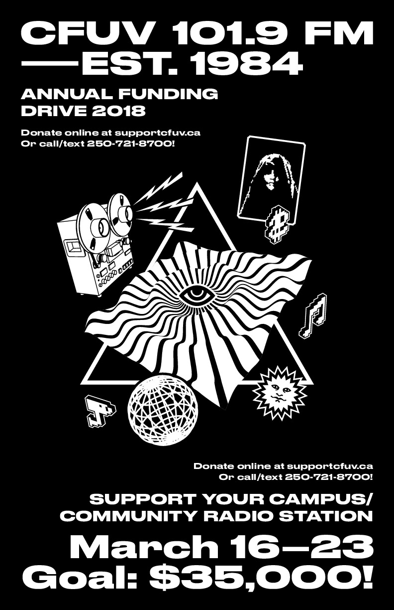 CFUV's Annual Funding Drive! @ CFUV 101.9 FM  Mar 16 2018 - Jun 5th @ CFUV 101.9 FM 