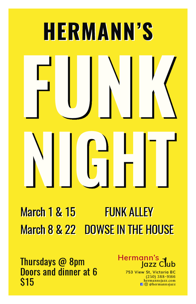 Funk Night- Funk Alley @ Hermann's Jazz Club Mar 15 2018 - Jun 6th @ Hermann's Jazz Club