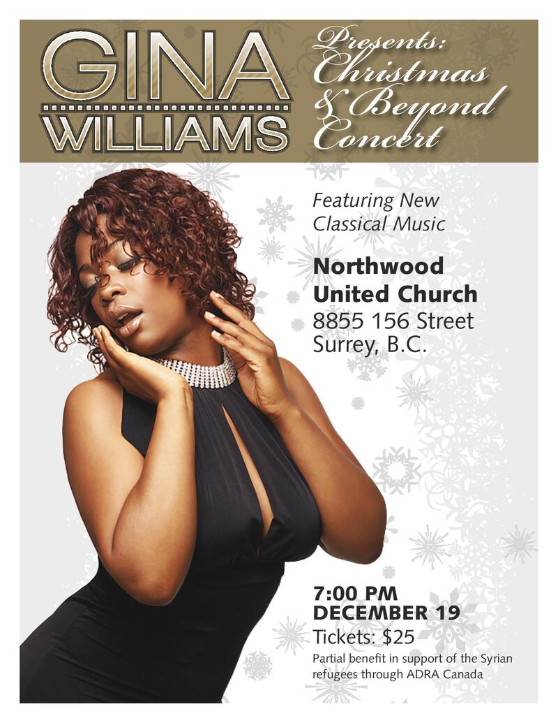Christmas & Beyond: Gina Williams @ Northwood United Church Dec 19 2015 - May 7th @ Northwood United Church