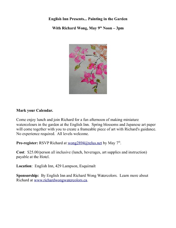Painting in the Garden at the English Inn: Richard Wong @ English Inn - May 09, 2015