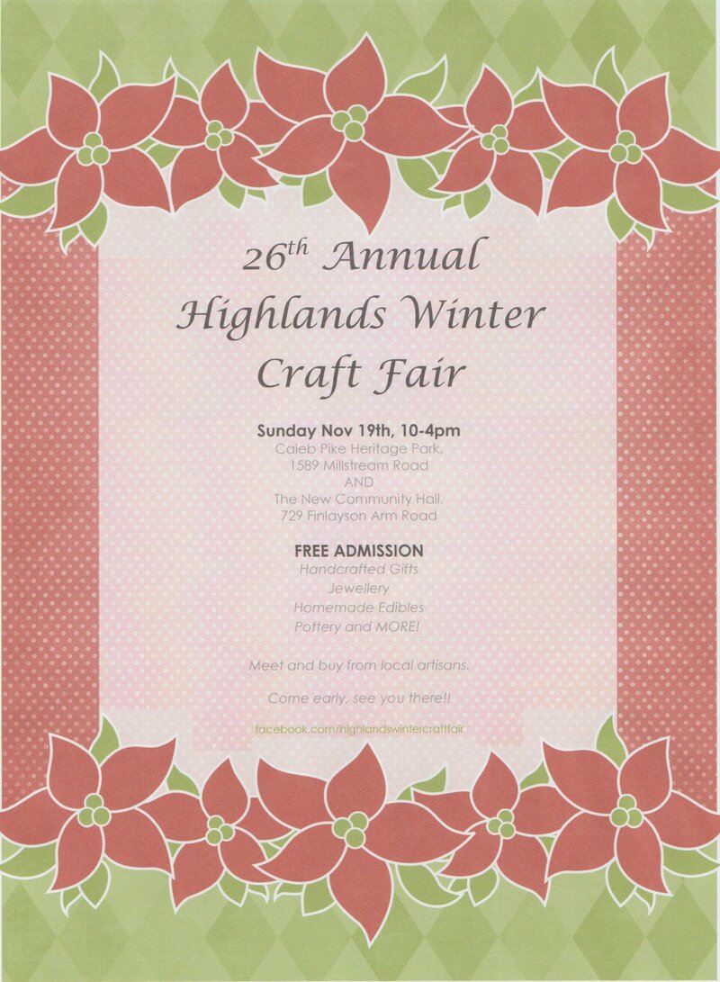 Highlands Winter Craft Fair @ Caleb Pike House - Nov 19, 2017