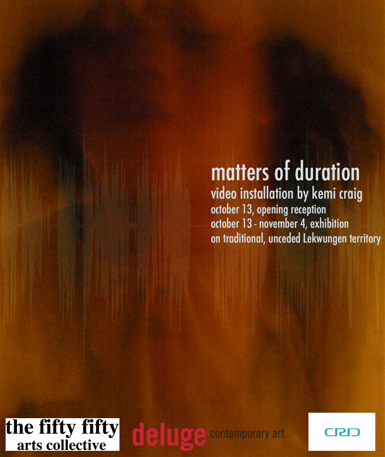 matters of duration; a workshop: Kemi Craig  @ the fifty fifty arts collective Oct 25 2017 - Jun 13th @ the fifty fifty arts collective