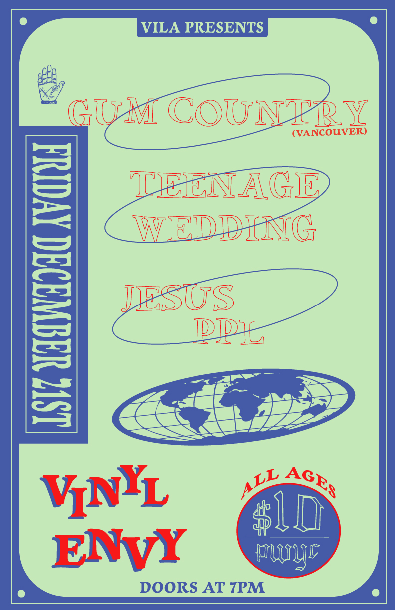 Gum Country, Teenage Wedding, Jesus ppl @ Vinyl Envy Dec 21 2018 - Jun 11th @ Vinyl Envy