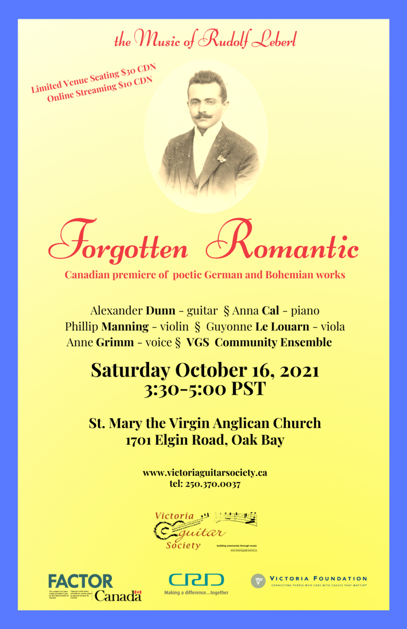Forgotten Romantic: the Music of Rudolf Leberl - May 10th @ St. Mary's Anglican Church