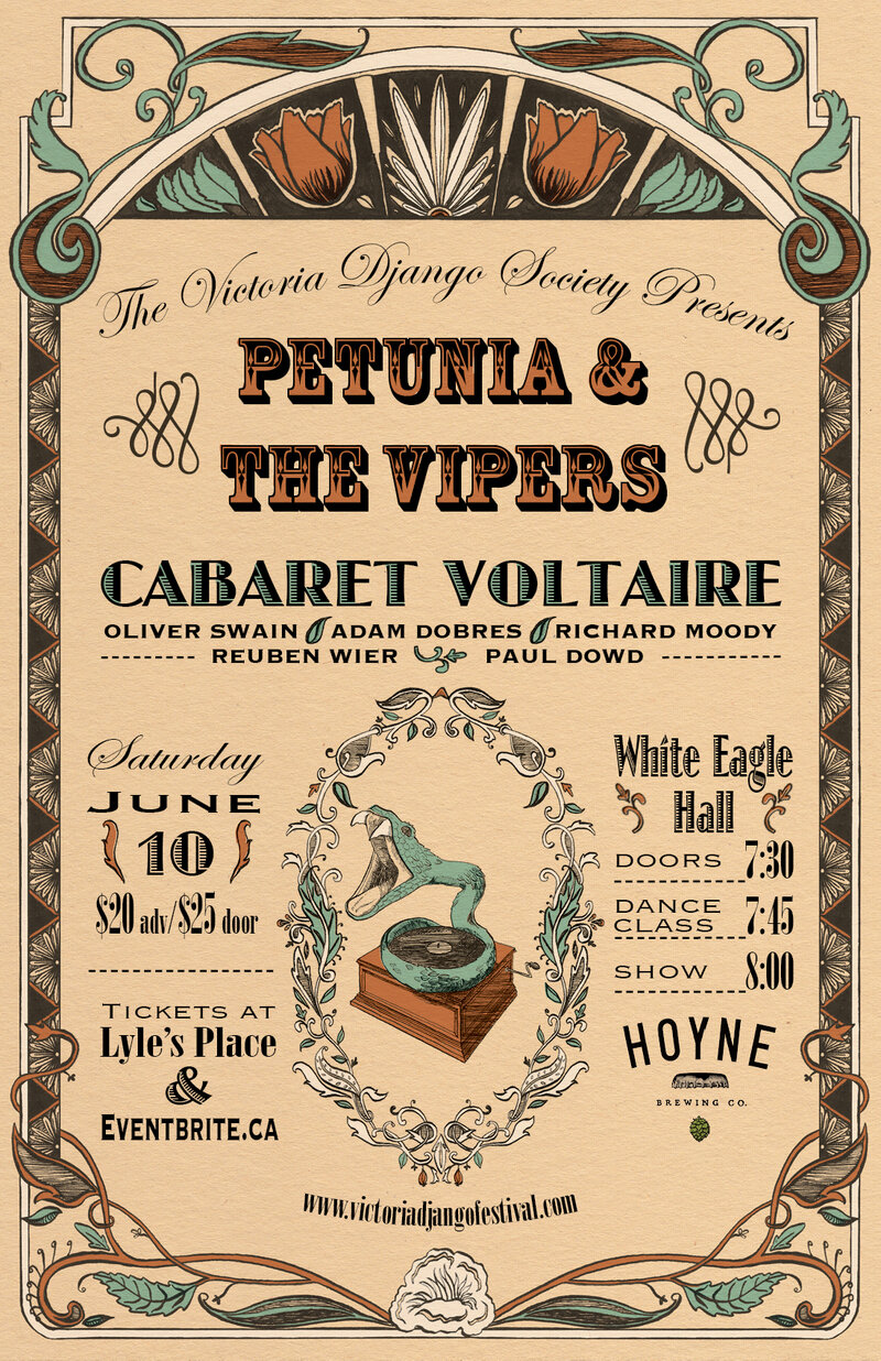 Western and Gypsy Swing night: Petunia and the Vipers, Cabaret Voltaire @ White Eagle Polish Hall Jun 10 2017 - May 6th @ White Eagle Polish Hall