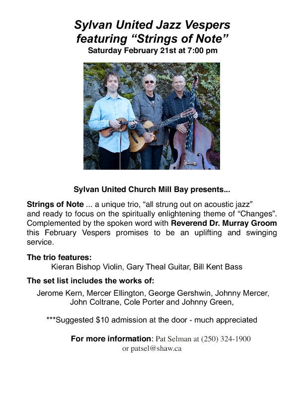 Strings of Note @ Sylvan United Church Jazz Vespers - Feb 21, 2015