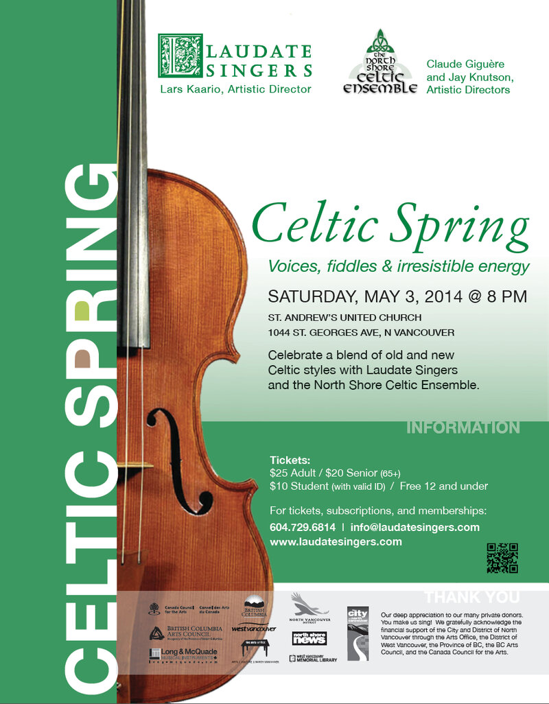 Celtic Spring: Laudate Singers, North Shore Celtic Ensemble @ St Andrews United Church May 3 2014 - May 6th @ St Andrews United Church