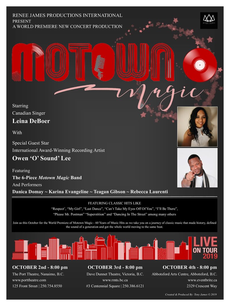 Motown Magic - 60 Years of Music Hits: Leina DeBoer, Teagan Gibson, Owen Lee, Rebecca Laurenti, Danica Domay, Karina Evangeline @ Dave Dunnet Theatre Oct 3 2019 - Jun 19th @ Dave Dunnet Theatre