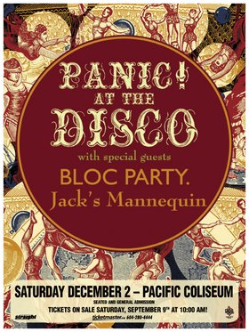 Panic! at the Disco, Bloc Party, Jack's Mannequin, Cobra Starship @ Pacific Coliseum Dec 2 2006 - May 6th @ Pacific Coliseum